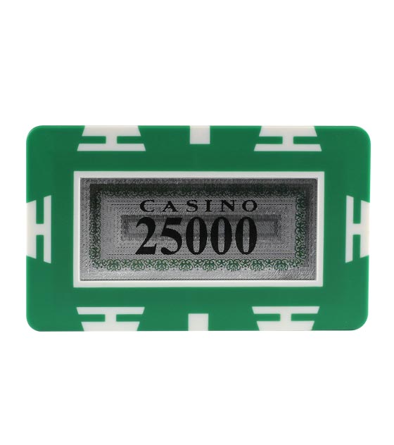 Rectangle Poker Chip with Value - 25.000 Green